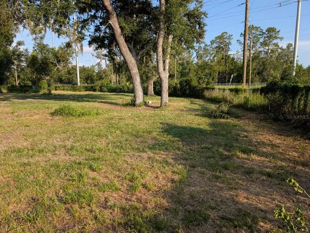a view of outdoor space with deck and trees