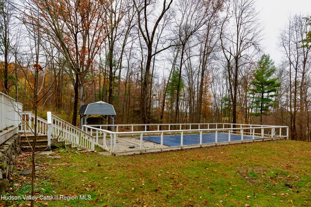 a view of a wooden deck