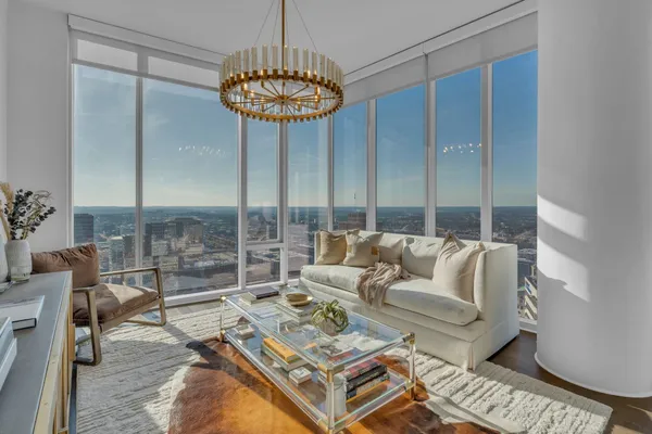 a living room with furniture