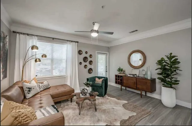 a living room with furniture