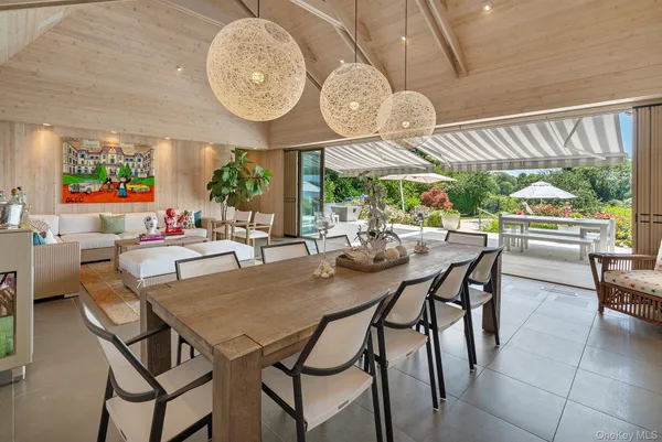 a view of a dining room and livingroom