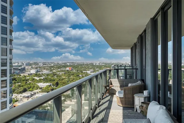 a view of a building from a window