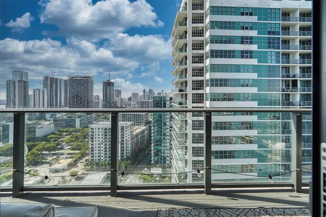 a view of a city from a balcony