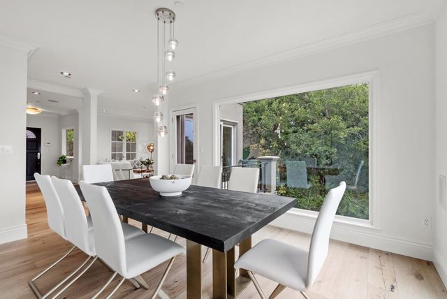 an outdoor view with a seating space