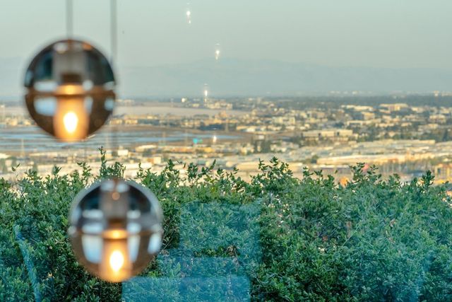 a view of a balcony with an outdoor space