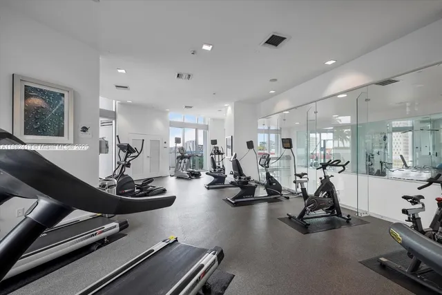a view of a room with gym equipment