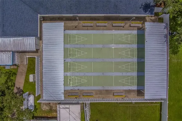 an aerial view of a house