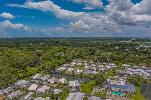a view of a swimming pool with a yard