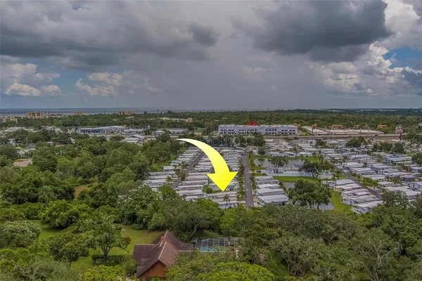 an aerial view of a house