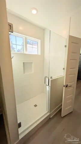 a bathroom with a shower