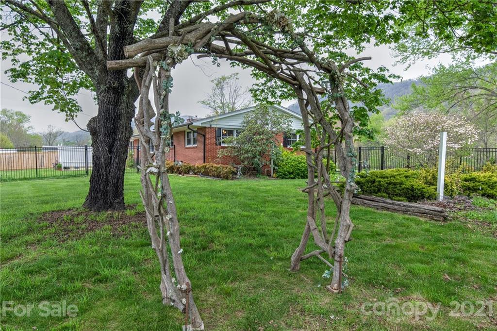 208 Wells Road Canton, NC 28716 - Photo 14 of 35 a view of a backyard with a tree