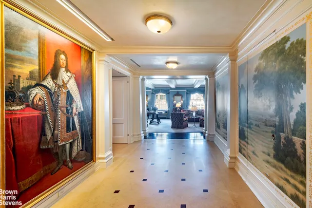 a view of a hallway with a couch