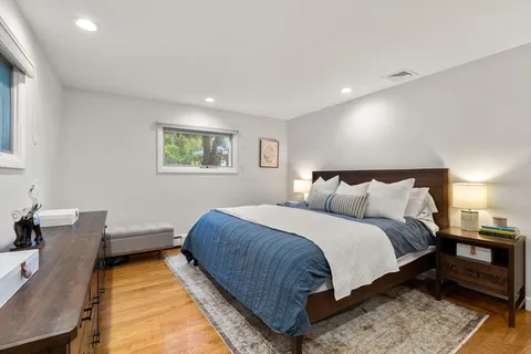 a bedroom with bed and window