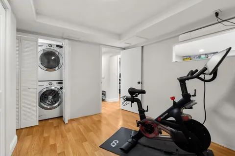 a view of a room with gym equipment