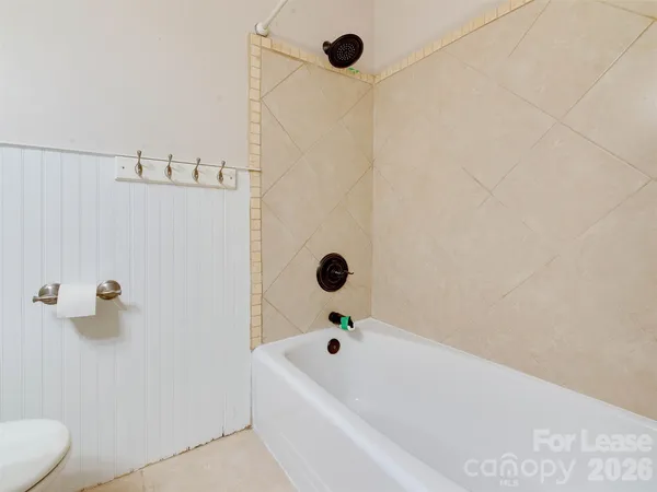 a bathroom with a bathtub