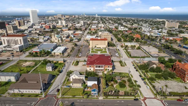 an aerial view of a city