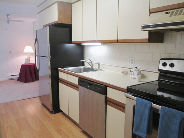 140 Swanson Road, Unit 424 Boxborough, MA 01719 - Photo 6 of 18 a kitchen with a sink cabinets and stainless steel appliances