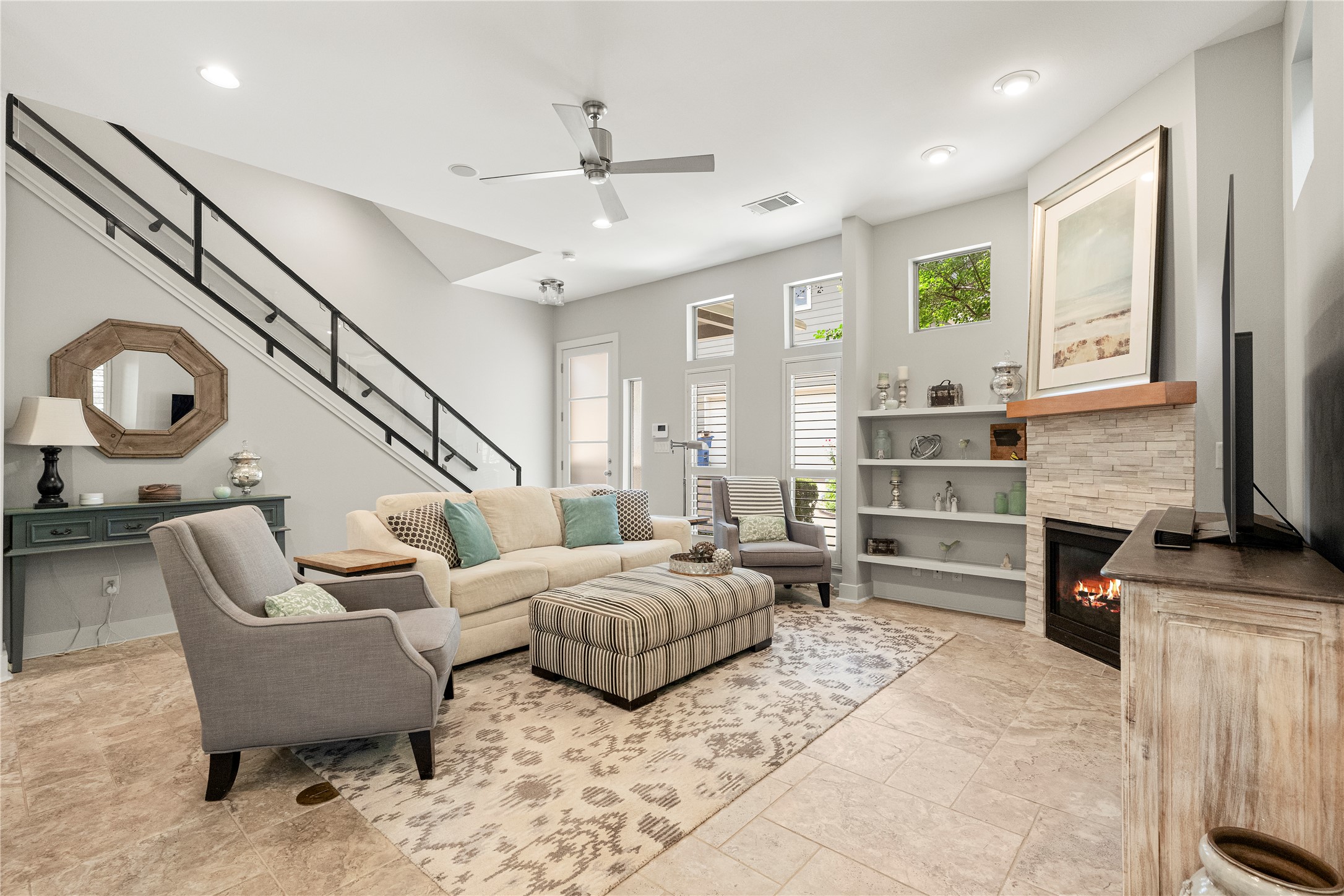 3814 Ridgelea Drive, Unit A Austin, TX 78731 - Photo 5 of 30 a living room with furniture and a fireplace