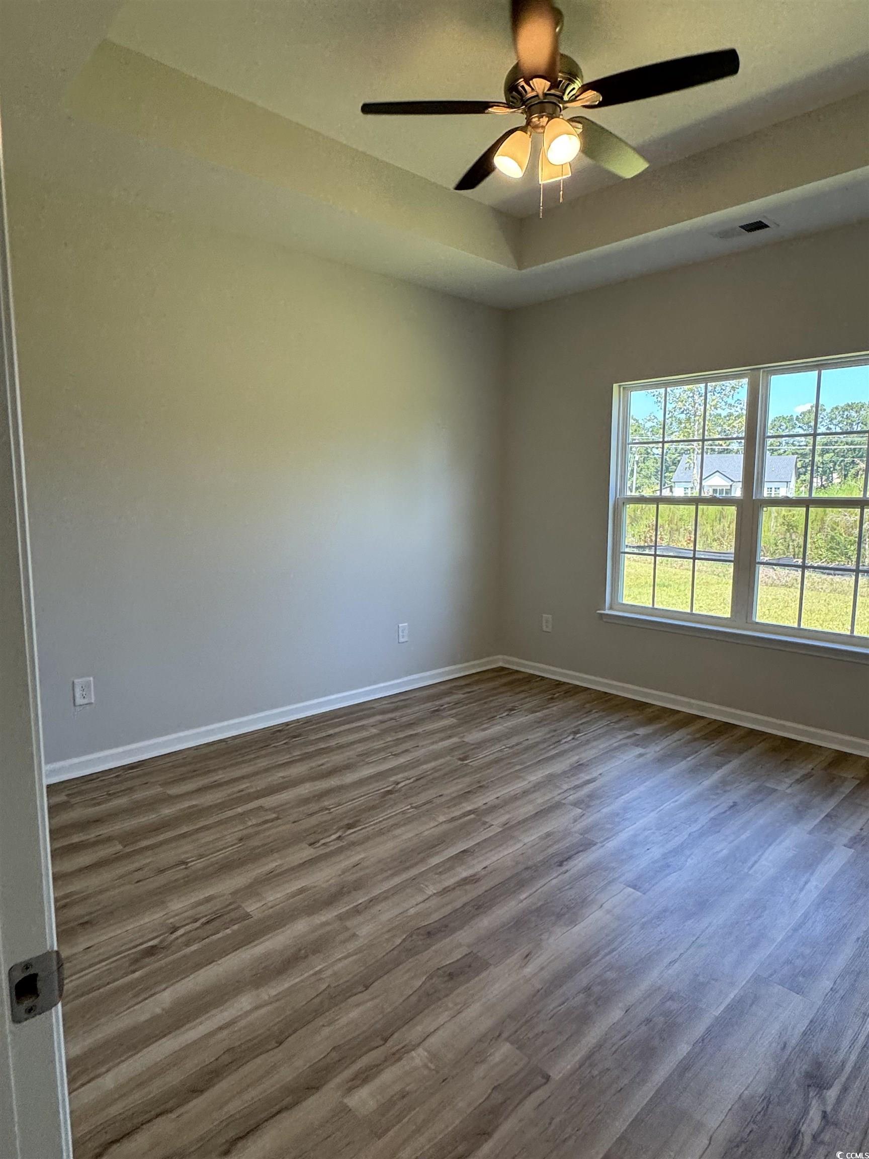 596 Shallow Cv Drive Conway, SC 29527 - Photo 11 of 25 Spare room with a tray ceiling, wood finished floo