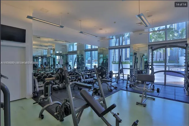 a view of a room with gym equipment