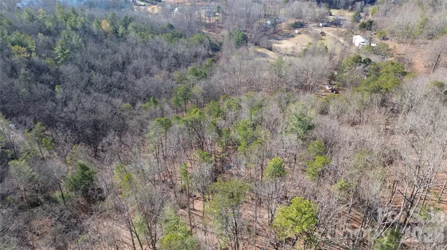 a view of a dry field with trees