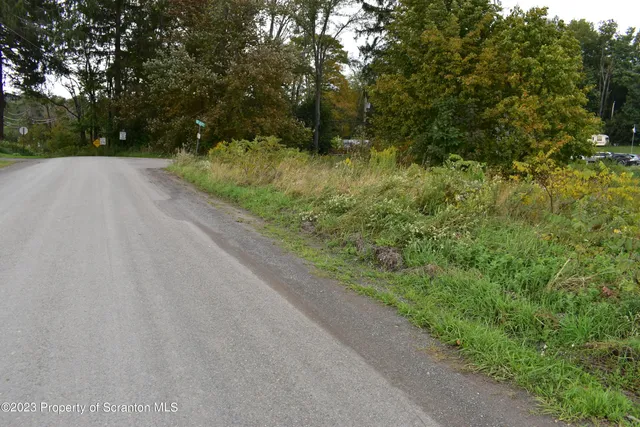 a view of a road with a yard