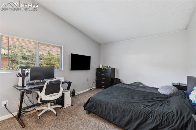 609 Wheat Field Road Fountain, CO 80817 - Photo 15 of 29 Carpeted bedroom with lofted ceiling and a desk