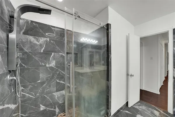 a bathroom with a shower