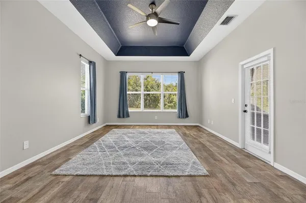 a view of a room that has a window