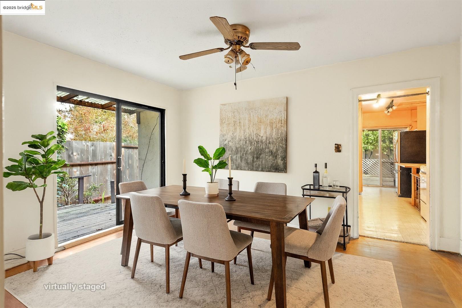 2201-2203 Spaulding Avenue Berkeley, CA 94703 - Photo 40 of 56 Dining space featuring light wood-style flooring and a ceiling fan