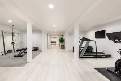 a view of a room with gym equipment