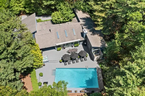 an aerial view of a house