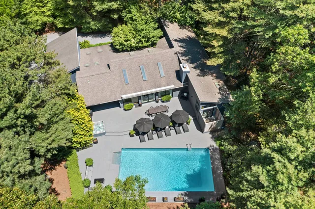an aerial view of a house
