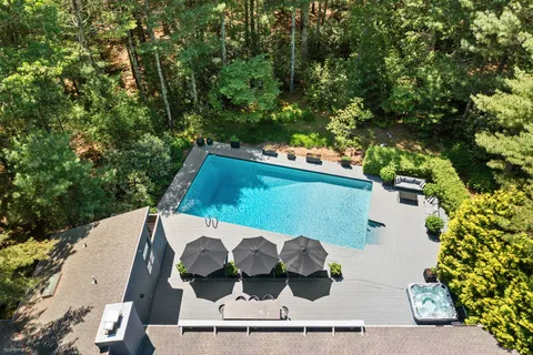 an aerial view of a house