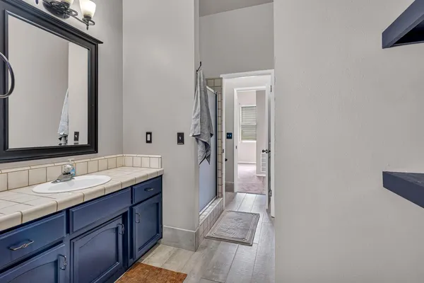 an aerial view of a house