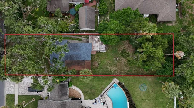 an aerial view of a house