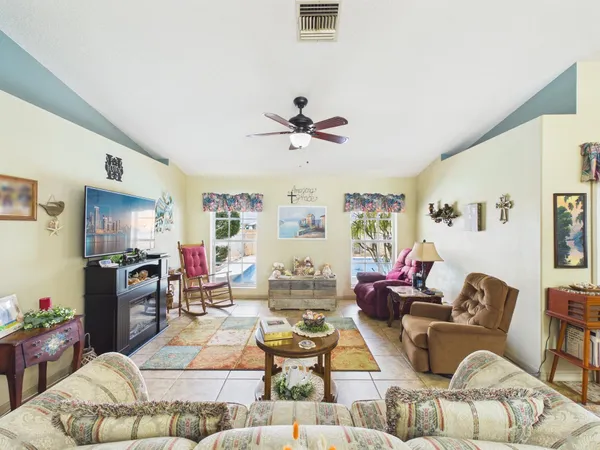a living room with furniture