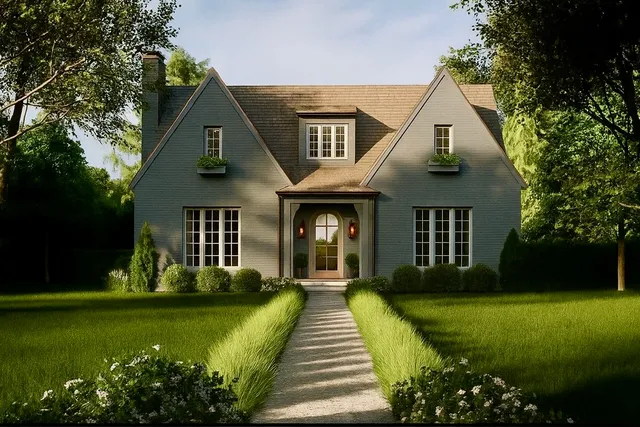 a front view of a house with a yard