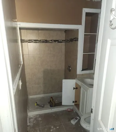 a room with a table and a chair