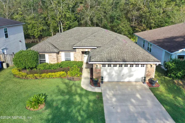 an aerial view of a house
