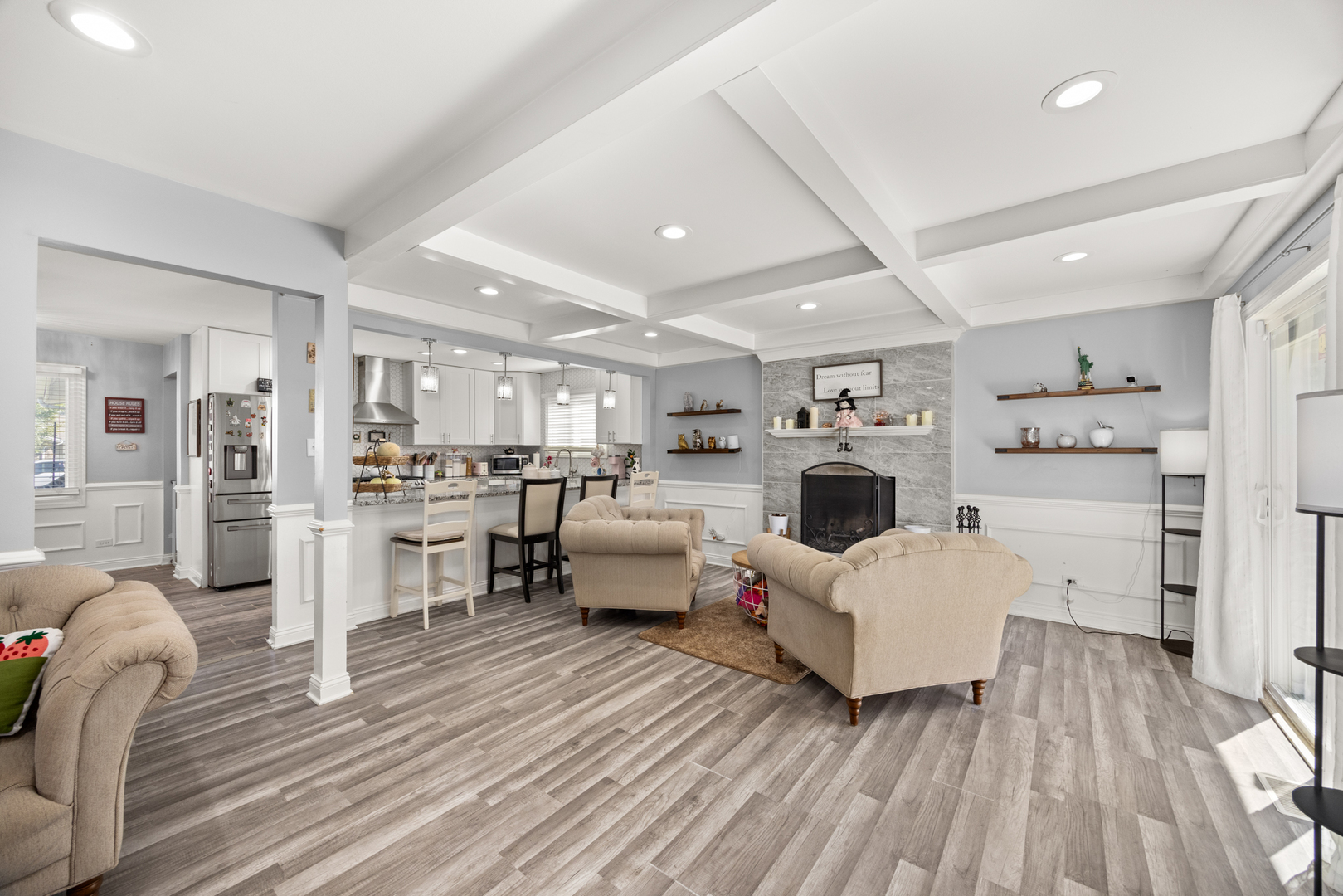 520 Chestnut Lane Beecher, IL 60401 - Photo 11 of 27 a living room with furniture and a fireplace