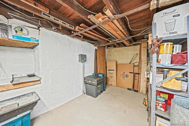 a storage room with furniture