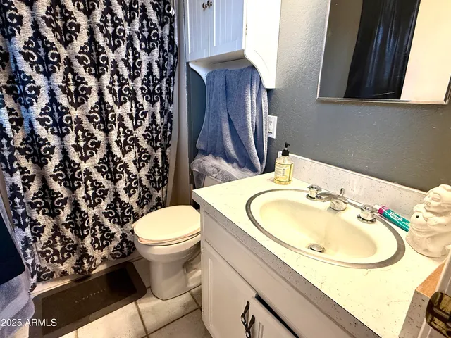 a bathroom with a sink toilet and mirror