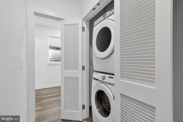 a close up view of a washer and dryer in a utility room