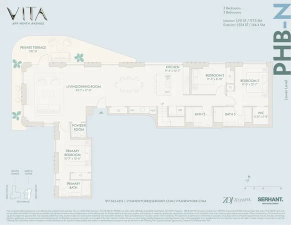 $5,500,000 | 400 West 38th Street, Unit PHBN | Hudson Yards