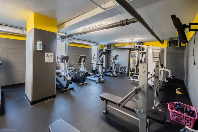 a room with gym equipment