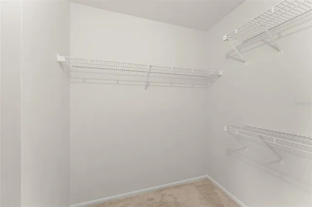 a view of a room with racks on the wall