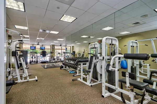 a view of a room with gym equipment