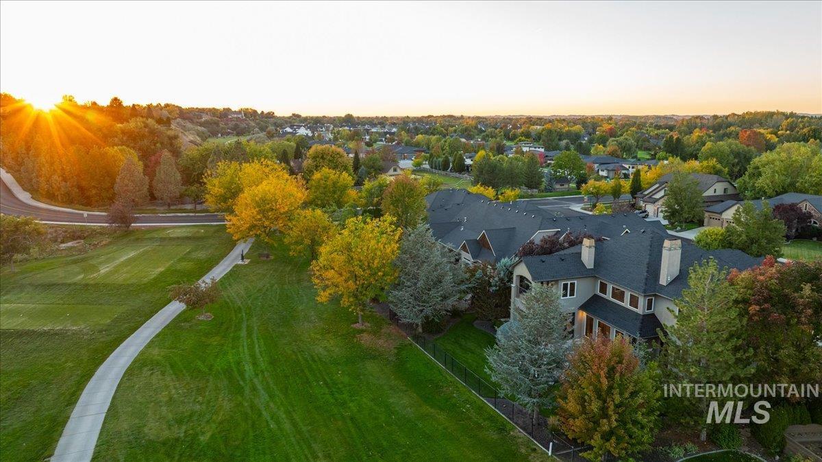 1479 West Oakhampton Drive Eagle, ID 83616 - Photo 47 of 49 Aerial view at dusk of a residential view and view of wooded area