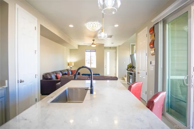 a view of a living room and bathroom